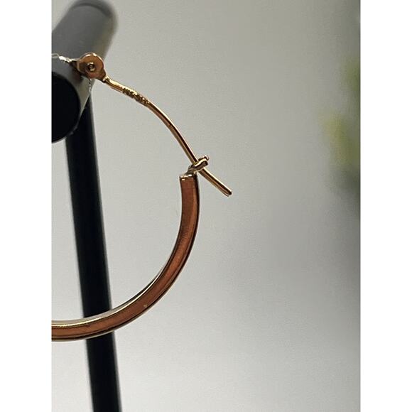 SLC Signed Vintage 14K Yellow Gold CZ Hoop Earrings 1”, 1.1 grams - Picture 11 of 12